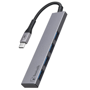 bonelk long-life usb-c to 4 port usb 3.0 slim hub (space grey)